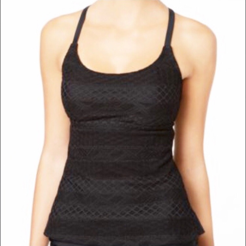 Crochet Strappy Tankini Top w/ Bust Enhancer